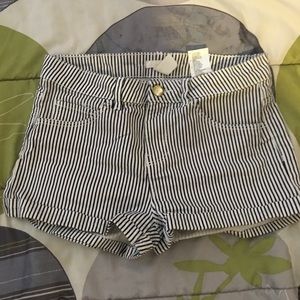 Cotton Black & White Stripe Shorts